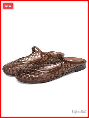 Women's Jelly Flat Slide Sandals with Adjustable Buckle, Closed Toe, Breathable